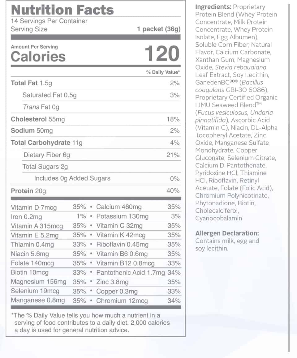 LEAN Vanilla Supplement Facts LEAN Vanilla Supplement Facts