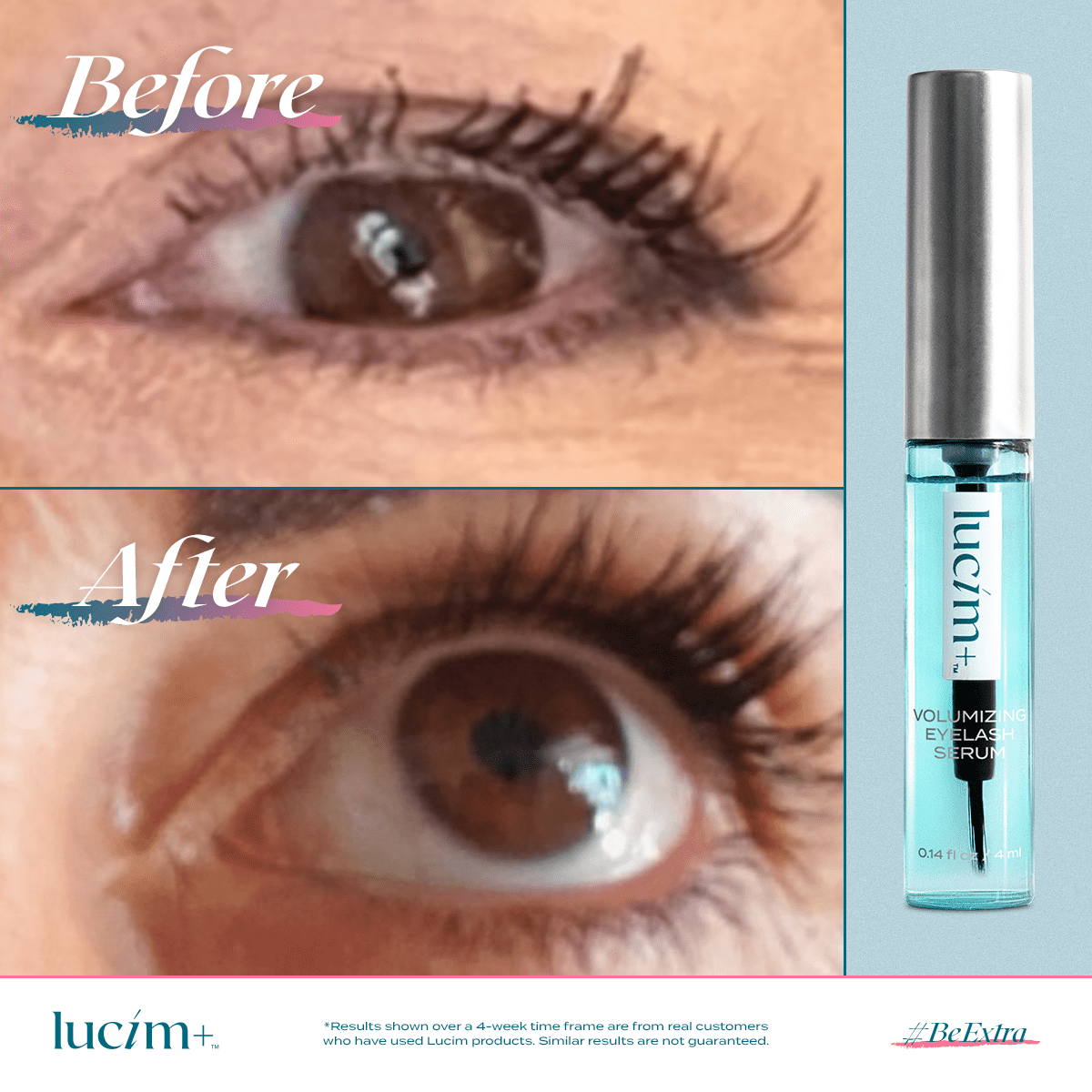 Lucim+™ Volumizing Eyelash Serum Before - After